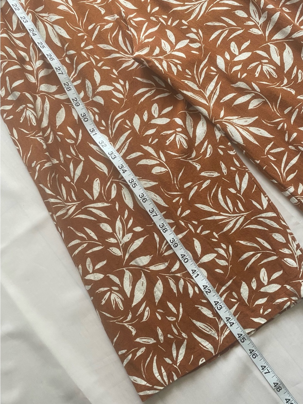Monteau Rust Leaf-Print Wide-Leg Belted Jumpsuit - Picture 12 of 16